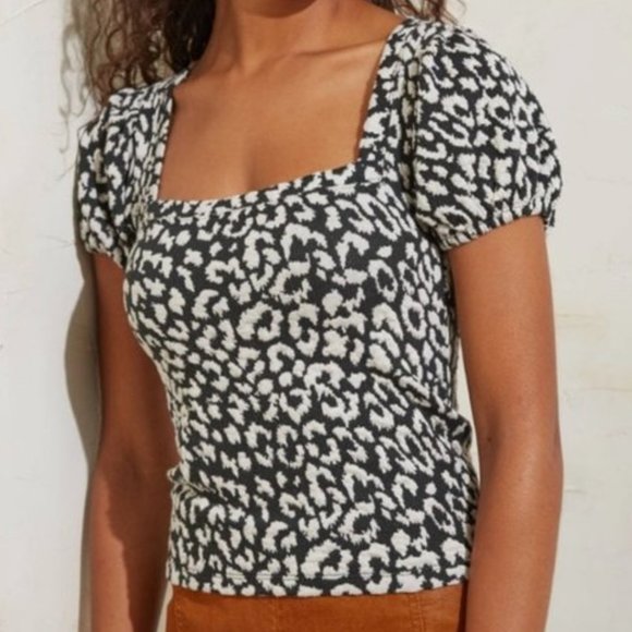 Free People Tops - ✨Free People Black Leopard Square Neck Top